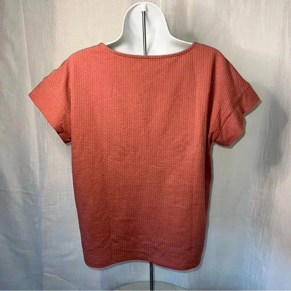 Madewell Ribbed Thick Knit Button Shoulder Pink Top Size Small EUC - Picture 3 of 5